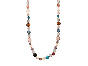 5-10mm Dyed Multi-color Mixed Shapes Cultured Freshwater Pearl Endless Necklace