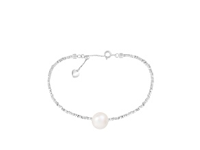 7-7.5mm White Cultured Freshwater Pearl Silver  Bracelet