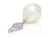 White Australian South Sea Cultured Pearl With Diamonds 18k White Gold Pendant