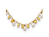 14K Yellow Gold Freshwater Cultured Pearl and Bead Dangle 18 Inch Necklace