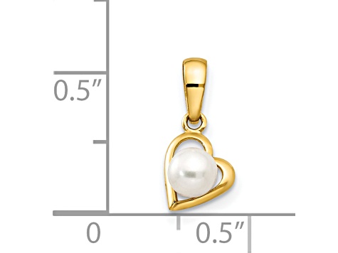 14K Yellow Gold Freshwater Cultured Pearl Children's Heart Pendant