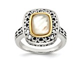 Sterling Silver with 14K Accent Antiqued Mother Of Pearl Ring