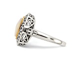 Sterling Silver with 14K Accent Antiqued Mother Of Pearl Ring