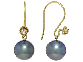 Blue Tahitian Cultured Pearl with Diamond Earrings
