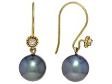 Blue Tahitian Cultured Pearl with Diamond Earrings