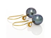 Blue Tahitian Cultured Pearl with Diamond Earrings