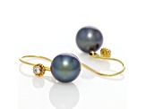 Blue Tahitian Cultured Pearl with Diamond Earrings