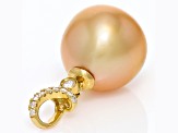 Golden South Sea Cultured Pearl with Diamonds 18K Yellow Gold Pendant