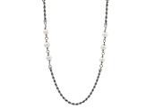 8-9mm Round White Freshwater Pearl Sterling Silver Station Necklace