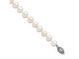 Rhodium Over Sterling Silver 7-8mm White Freshwater Cultured Pearl Bracelet