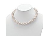Rhodium Over Sterling Silver 6-7mm Freshwater Cultured Pearl/Glass Bead Twisted Necklace