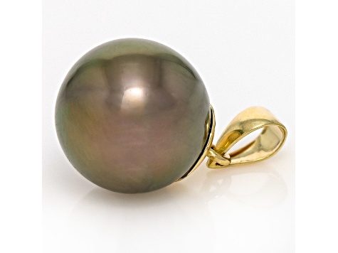 Light Peacock Tahitian Cultured Pearl 18K Gold Pendant