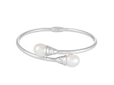 9.5-10mm White Cultured Freshwater Pearl Silver  Bracelet