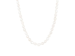 7-12mm Mixed Sizes White Baroque Cultured Freshwater Pearl Endless Necklace