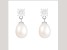 7.5-8mm White Cultured Freshwater Pearl and White Topaz Rhodium Over Sterling Silver Earrings