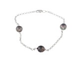 Sterling Silver Rhodium Plated Tahitian Pearl Station Bracelet
