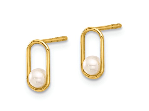 14k Yellow Gold Freshwater Cultured Pearl Stud Earrings