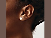 Rhodium Over Sterling Silver 6-7mm White Round FWC Pearl Stud Earrings