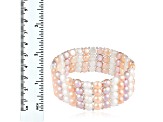 6-7mm Multicolor Cultured Freshwater Pearl Silver  Bracelet
