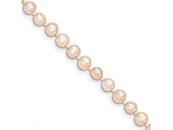 Picture of 14k Yellow Gold 3-4mm Pink Near Round Freshwater Cultured Pearl Bracelet
