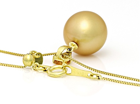 Golden South Sea Cultured Pearl With Sapphire & Diamond 18k Yellow Gold Pendant