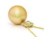 Golden South Sea Cultured Pearl With Diamonds 18k Yellow Gold Pendant