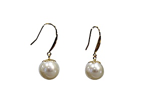 18KY  9mm Cultured Pearls Drop Earrings
