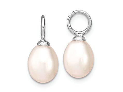 Rhodium Over Sterling Silver 7-8mm White/Black FWC Pearl Cubic Zirconia Changeable Earring
