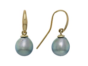 Baby Blue Tahitian Cultured Pearl 14k Yellow Gold Earrings