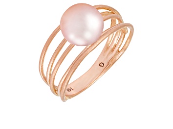 Picture of 7-7.5mm Pink Cultured Freshwater Pearl 14K Rose Gold Ring