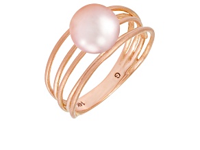 7-7.5mm Pink Cultured Freshwater Pearl 14K Rose Gold Ring