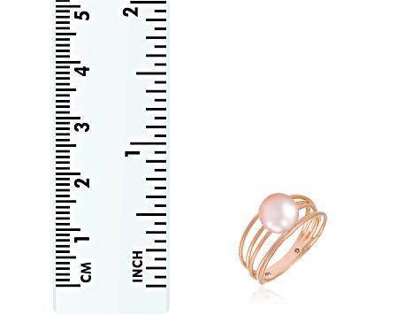 7-7.5mm Pink Cultured Freshwater Pearl 14K Rose Gold Ring