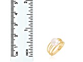 7-7.5mm White Cultured Freshwater Pearl 14K Yellow Gold Ring