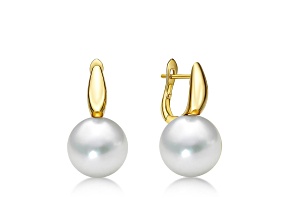 18KY  9mm Cultured Pearl Earrings