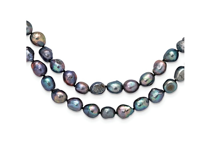 9-10mm Baroque Black Freshwater Cultured Pearl Endless 64-inch Necklace