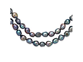 9-10mm Baroque Black Freshwater Cultured Pearl Endless 64-inch Necklace