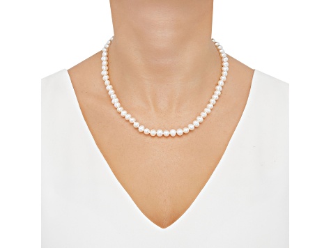 White Freshwater Pearl Necklace, Bracelet with Round Stud Earrings Sterling Silver Jewelry Set