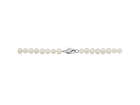 White Freshwater Pearl Necklace, Bracelet with Round Stud Earrings Sterling Silver Jewelry Set