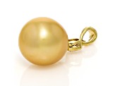 Golden South Sea Cultured Pearl with Diamonds Pendant in 18K Yellow Gold