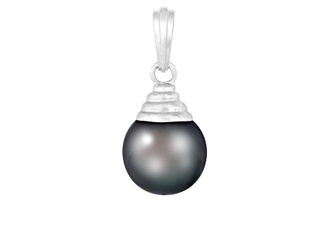 Cultured Tahitian Pearl 9mm Pendant in 14k white gold