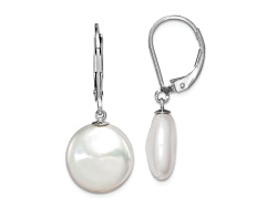 Jewellery Kitchen 12mm Coin Pearl Leverback Earrings – Sterling Silver, 4 Colors