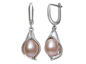 Picture of Pink Cultured Freshwater Pearl Rhodium Over Sterling Silver Earrings