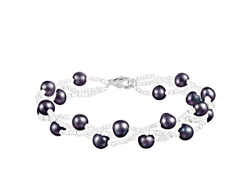 Picture of 6-7mm Black Cultured Freshwater Pearl Silver  Bracelet