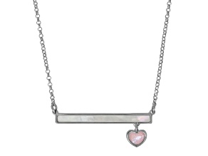White and Pink Mother-Of-Pearl Sterling Silver Bar Necklace