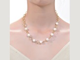 Genuine Freshwater Pearl, 14K Gold Plated over Sterling Silver Link Oval Necklace