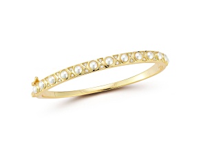 Rachel Zoe 14K Yellow Gold Over Sterling Silver Pearl and Cubic Zirconia Bangle Bracelet