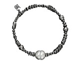 9-9.5mm Off-Round Gray Freshwater Pearl Black Rhodium Over Sterling Silver Accent Stretch Bracelet