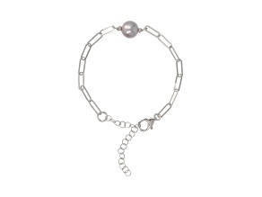 Cultured Freshwater Pearl Paperclip Sterling Silver Bracelet