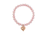 Cultured Freshwater Pearl Stretch with Heart Pendant Bracelet