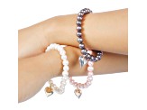 Cultured Freshwater Pearl Stretch with Heart Pendant Bracelet